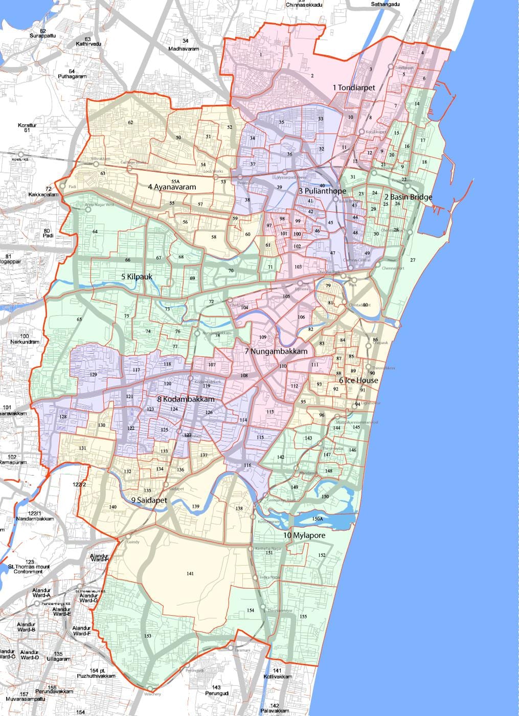 વધારે ચેન્નાઇ કોર્પોરેશન નકશો