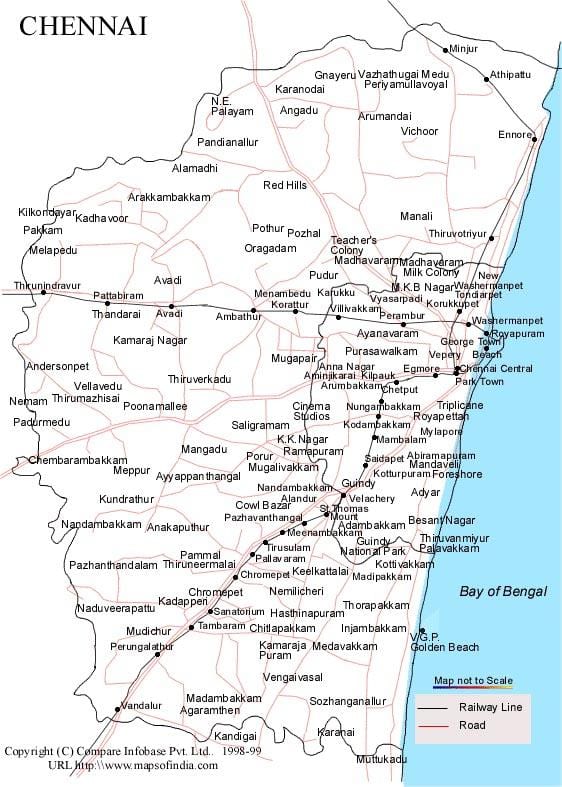 ચેન્નાઇ સાથે નકશો દિશાઓ