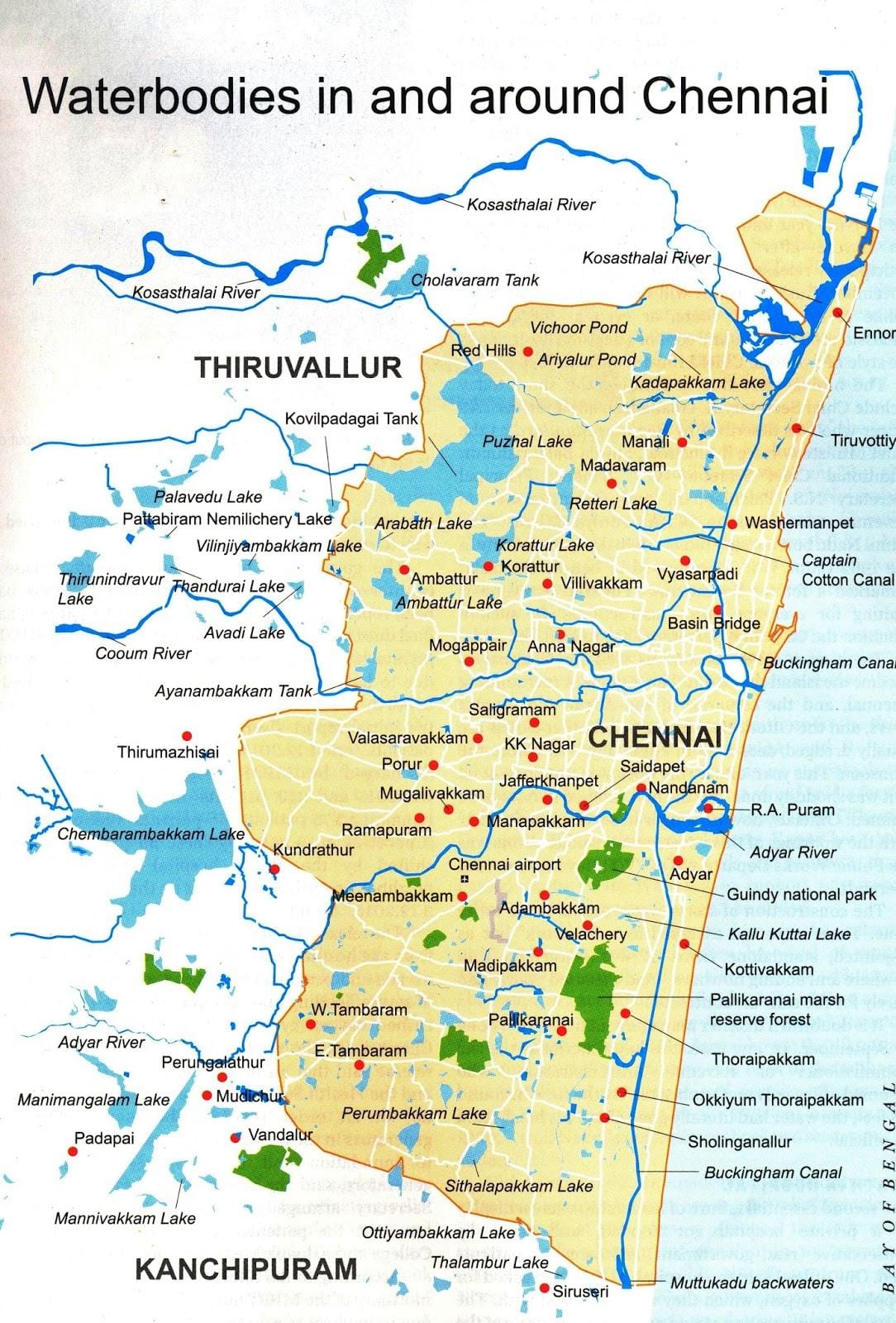 ચેન્નાઇ પાણી શરીરમાં નકશો