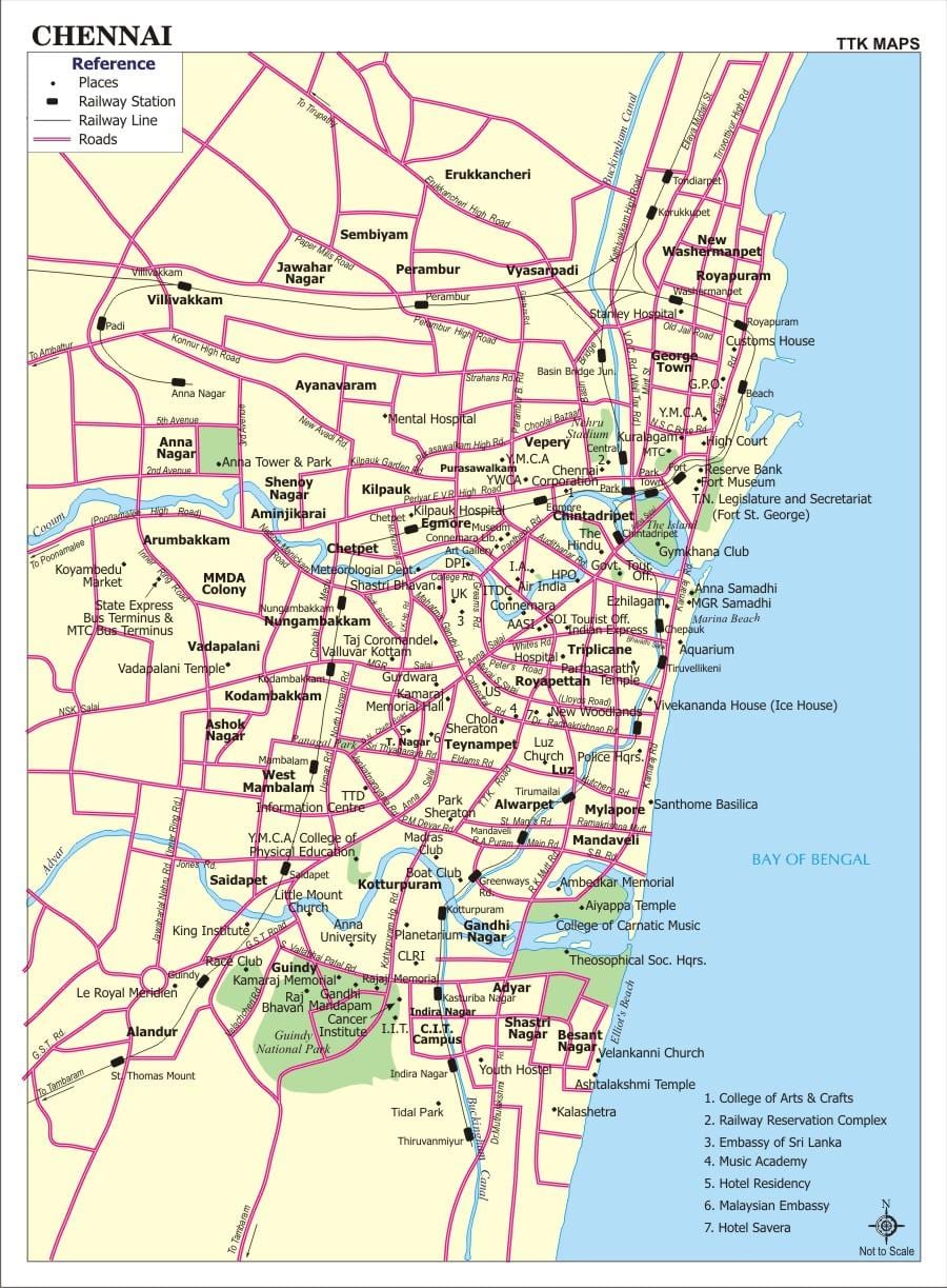 ચેન્નાઇ શહેર નકશો સાથે શેરીઓમાં
